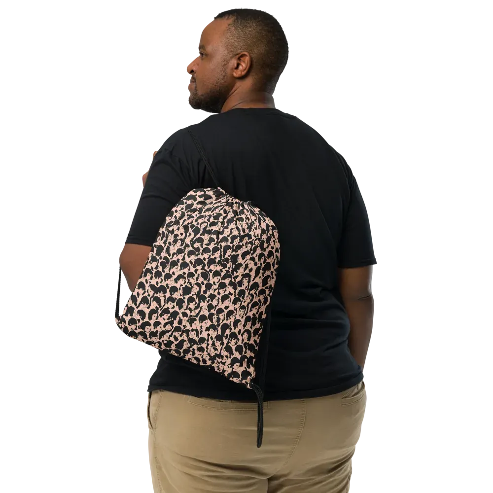 Many Faces on Drawstring Bag — Front