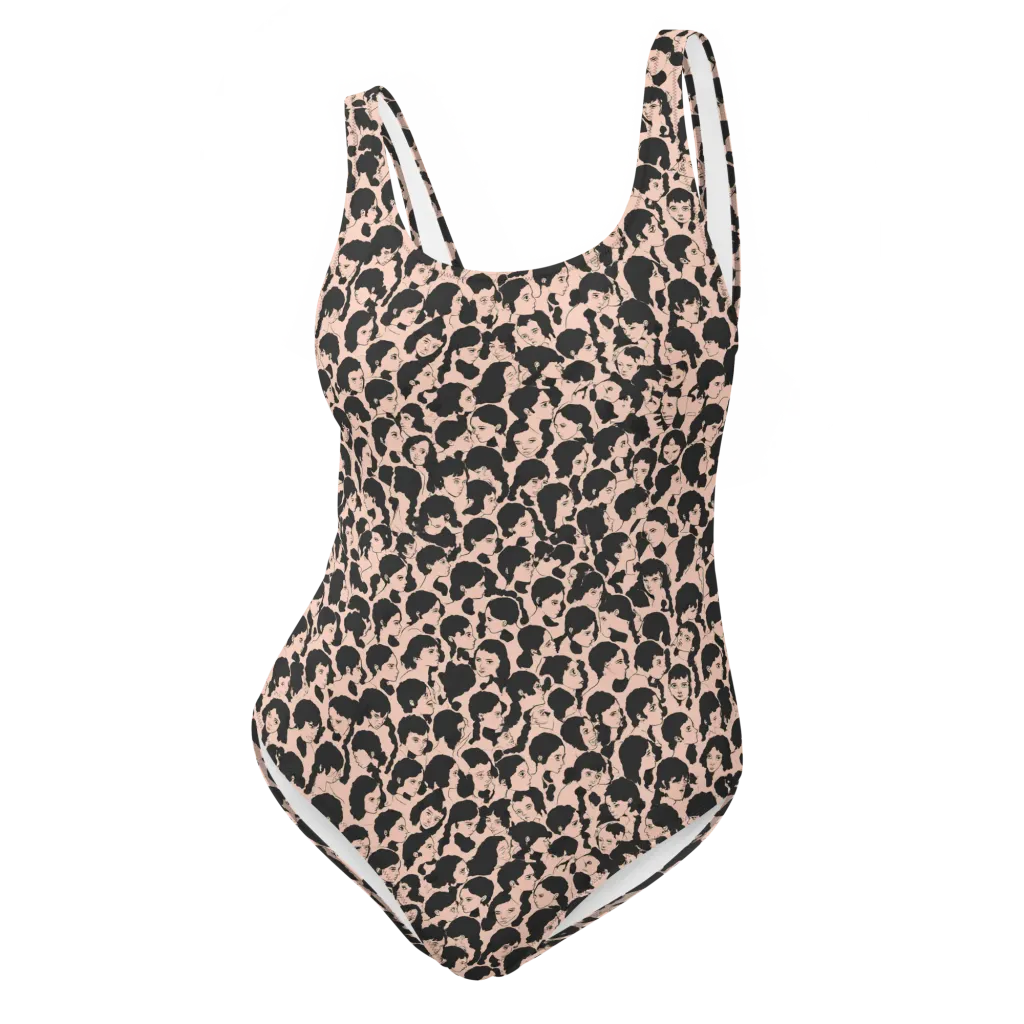 Many Faces on One-Piece Swimsuit — Front