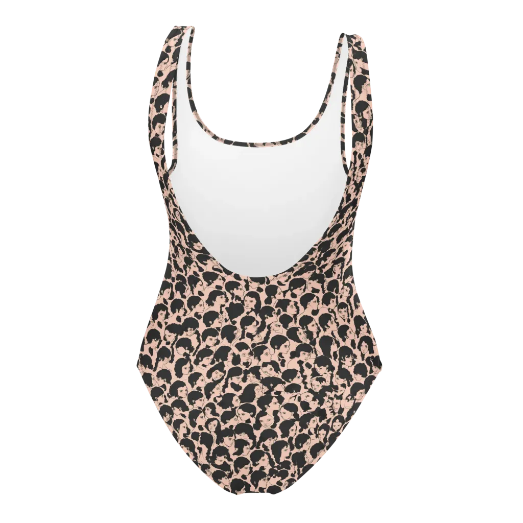 Many Faces on One-Piece Swimsuit — Back