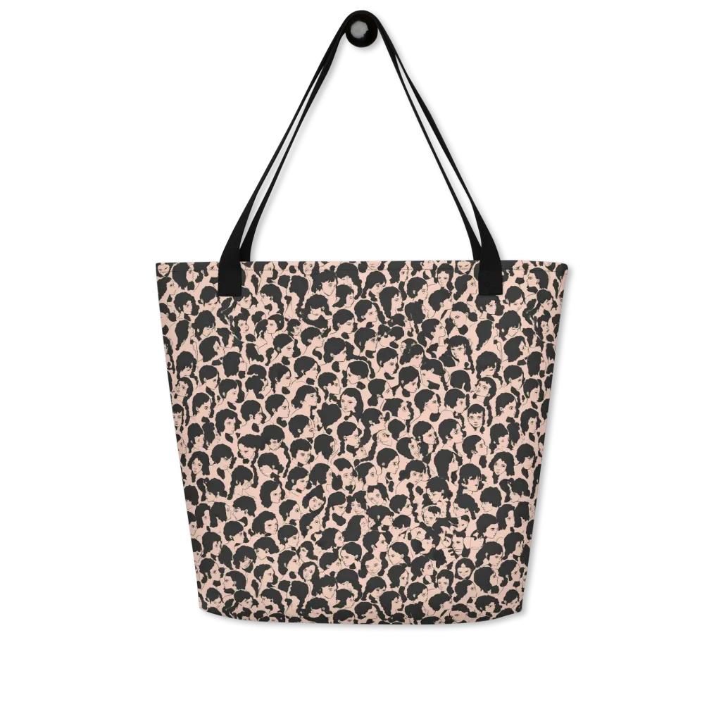 Many Faces on Large Tote Bag W/ Pocket — Front