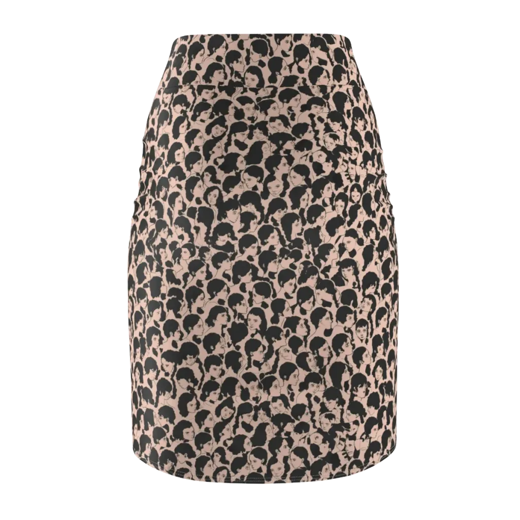 Many Faces on Pencil Skirt — Back