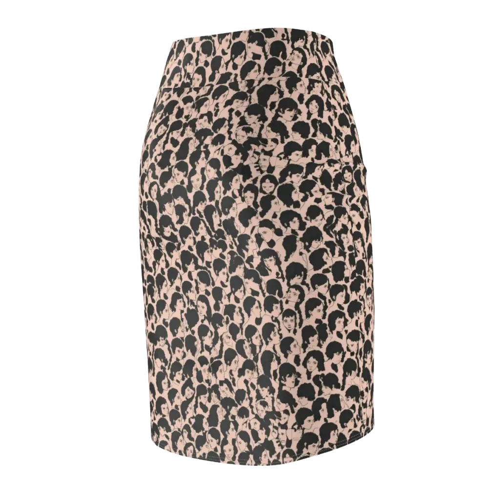 Many Faces on Pencil Skirt — Back Side