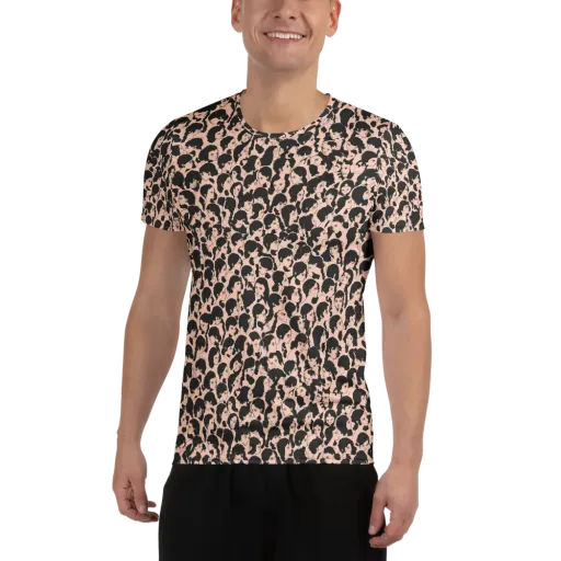 Many Faces on a Men's Athletic T-Shirt
