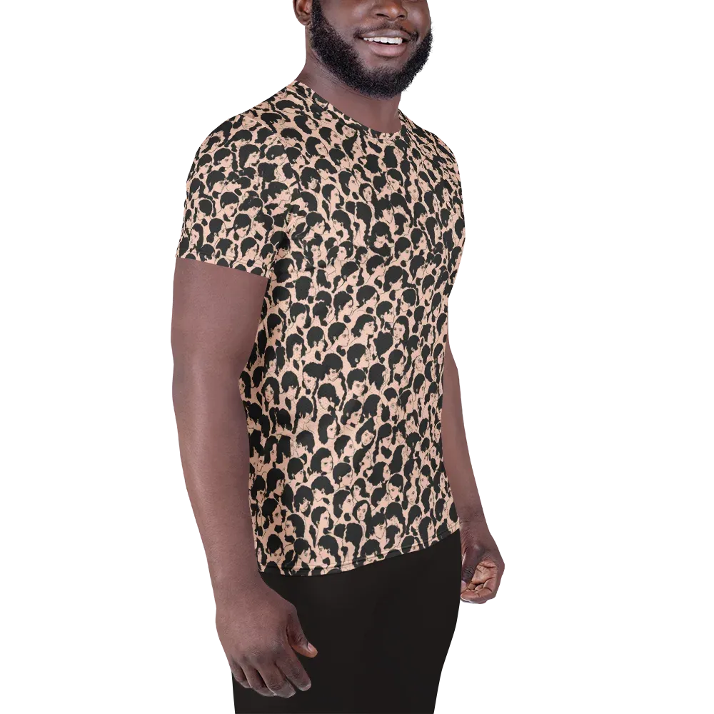 Many Faces on Men's Athletic T-Shirt — Right