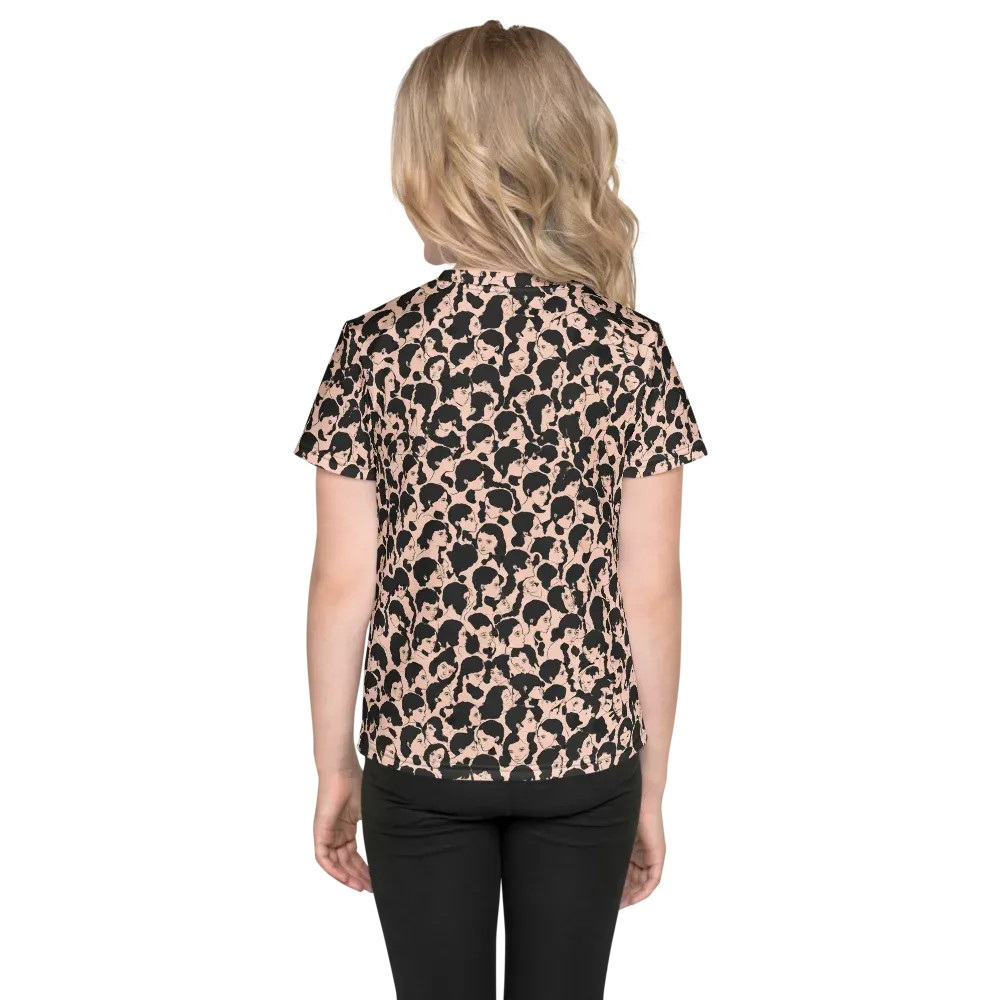 Many Faces on Kids Crew Neck T-Shirt — Back