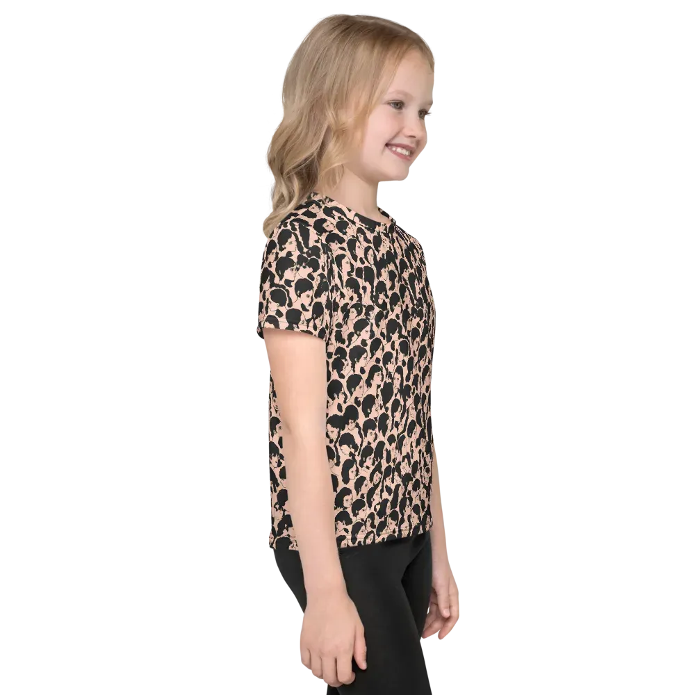 Many Faces on Kids Crew Neck T-Shirt — Right