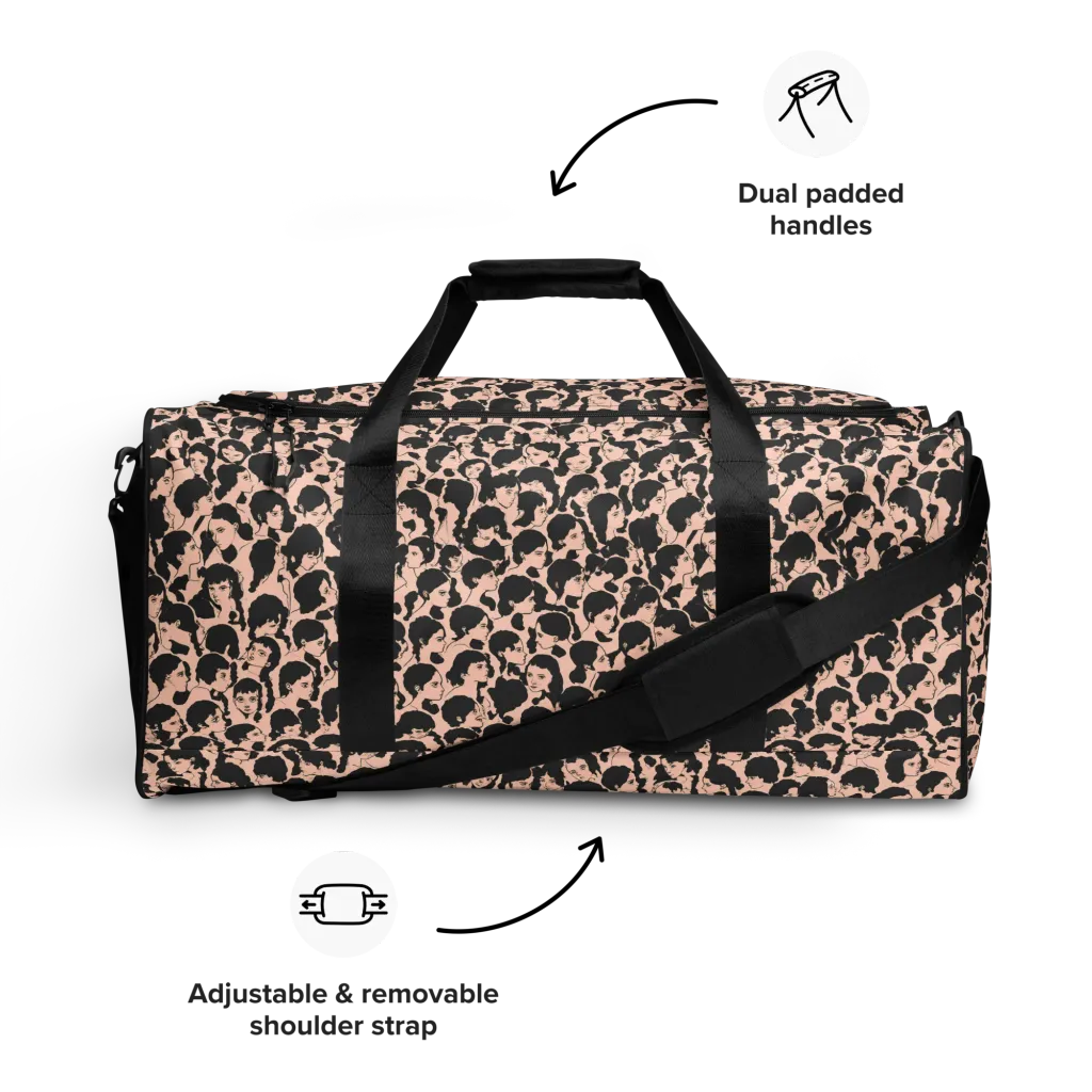 Many Faces on Duffle Bag — Front