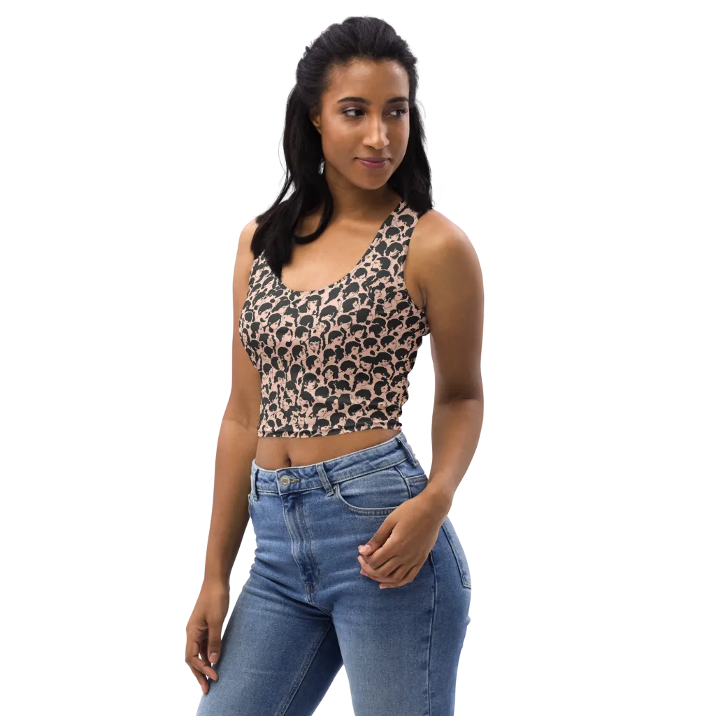 Many Faces on Crop Top — Left Front