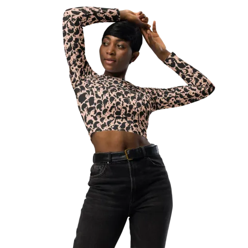 Many Faces on a Long Sleeve Crop Top
