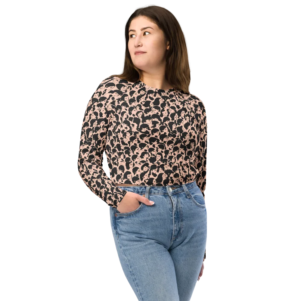 Many Faces on Long Sleeve Crop Top — Front