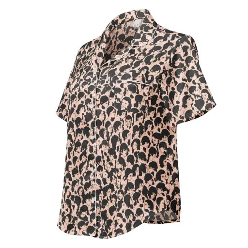 Many Faces on a Women's Short Sleeve Pajama Top