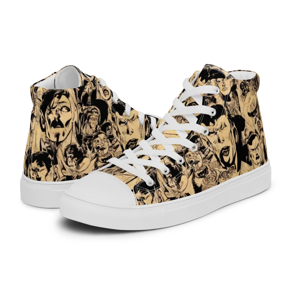 Ink Riot on Men's High Top Canvas Shoes — Left