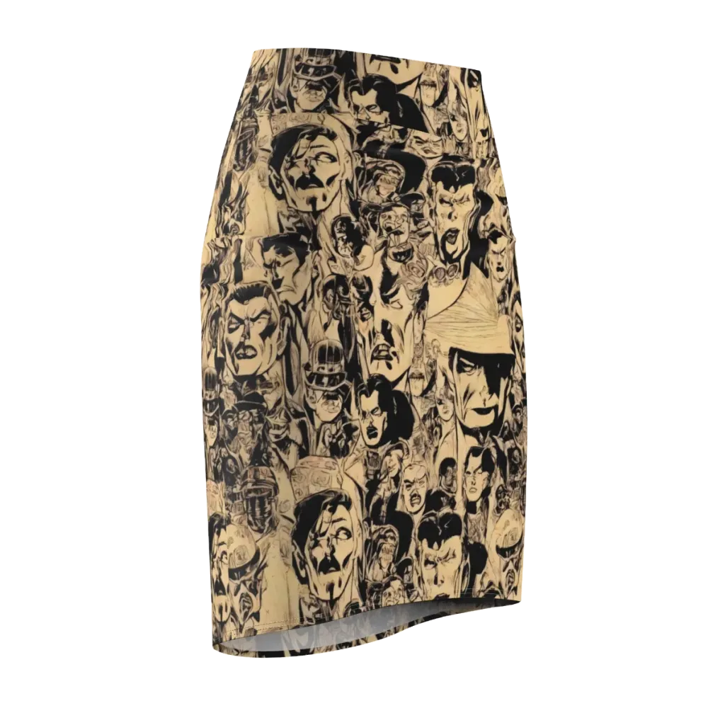 Ink Riot on Pencil Skirt — Front Side