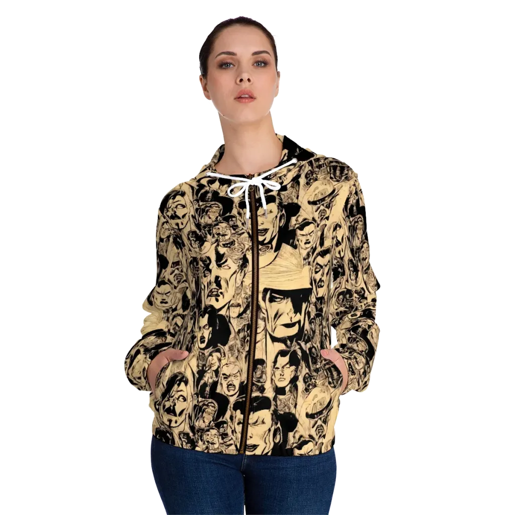 Ink Riot on Women's Full-Zip Hoodie — Front On Person