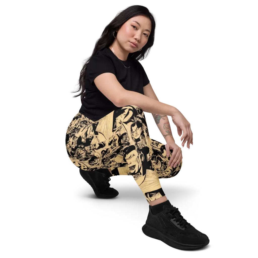Ink Riot on Leggings with Pockets — Right Front