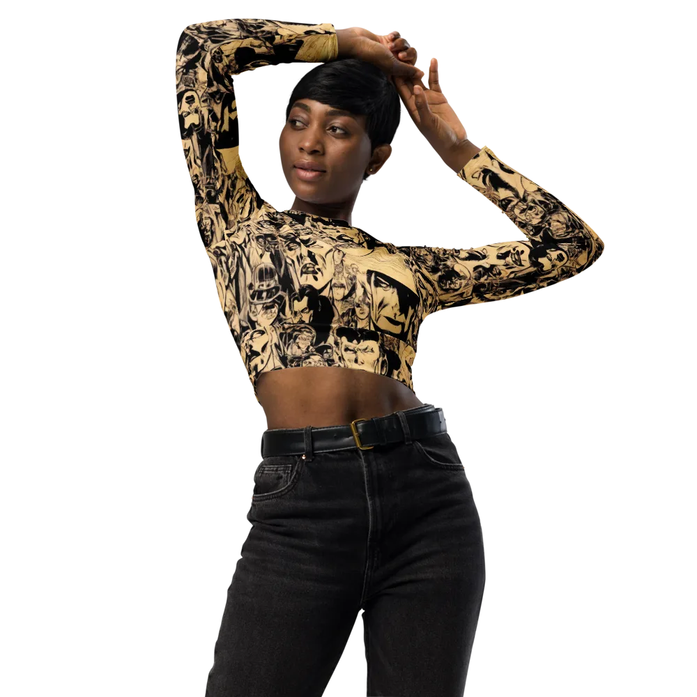 Ink Riot on Long Sleeve Crop Top — Front
