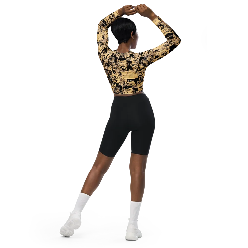 Ink Riot on Long Sleeve Crop Top — Back