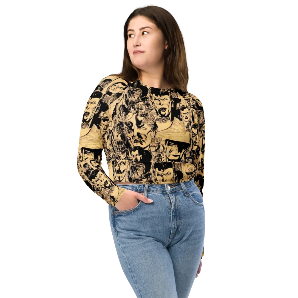 Ink Riot on Long Sleeve Crop Top — Front