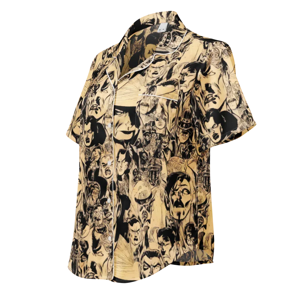 Ink Riot on Women's Short Sleeve Pajama Top — Left Front
