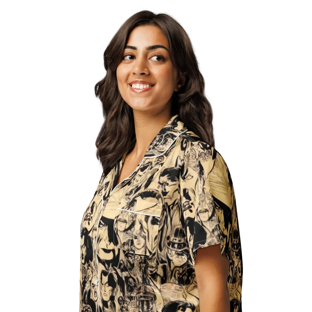 Ink Riot on Women's Short Sleeve Pajama Top — Left Front