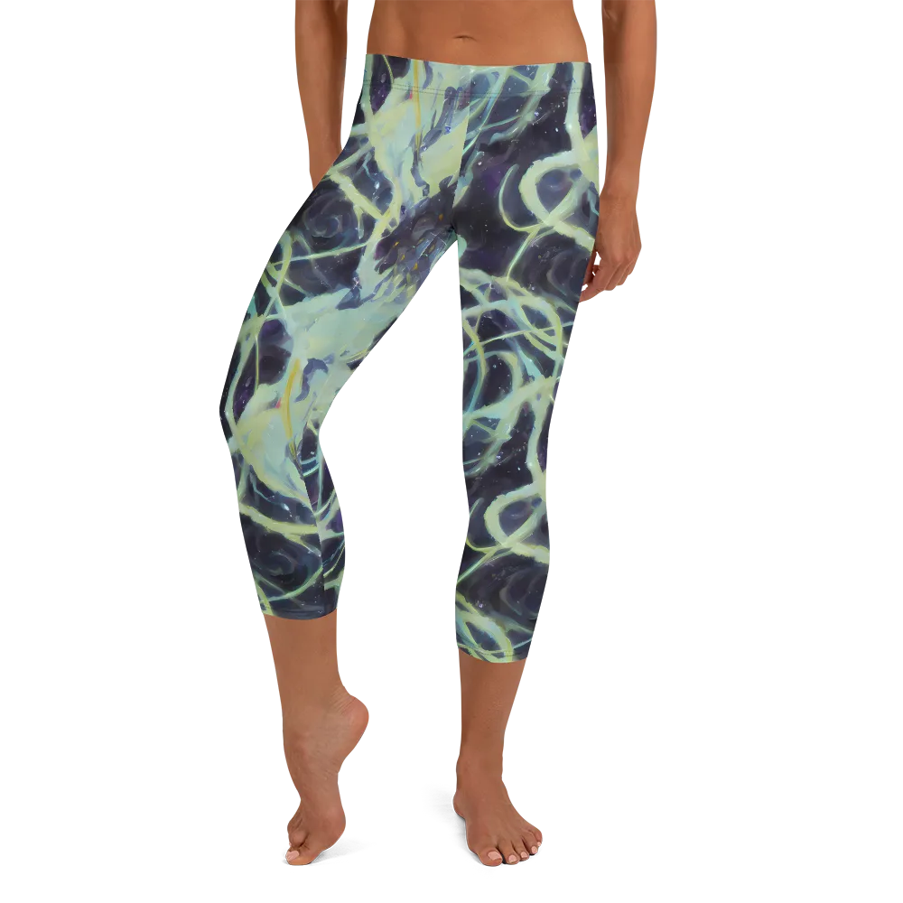 Lunar Cellscape on Capri Leggings — Front