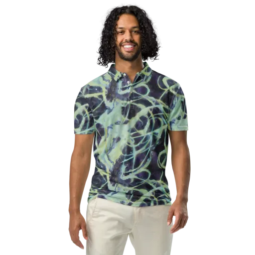 Lunar Cellscape on a Men's Slim Fit Polo Shirt