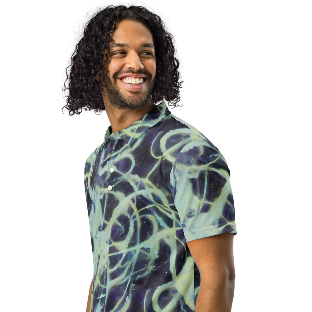 Lunar Cellscape on Men's Slim Fit Polo Shirt — Left Front
