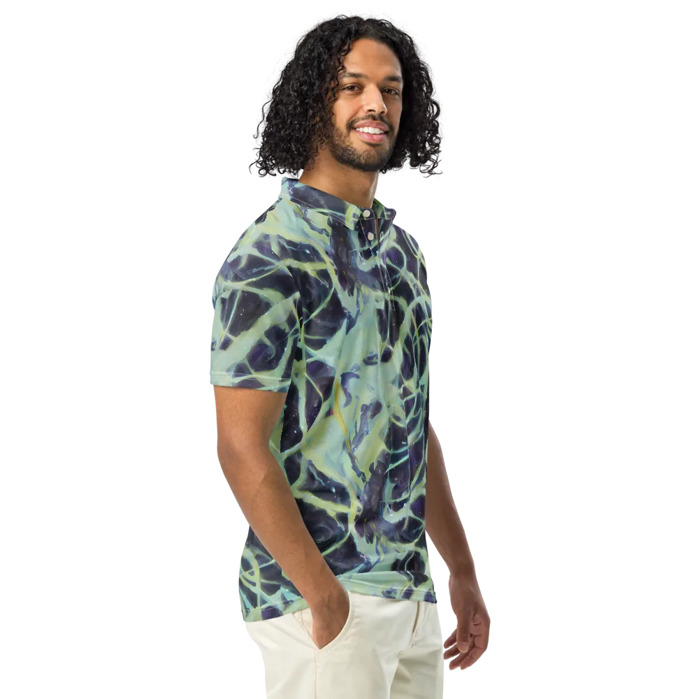 Lunar Cellscape on Men's Slim Fit Polo Shirt — Right Front