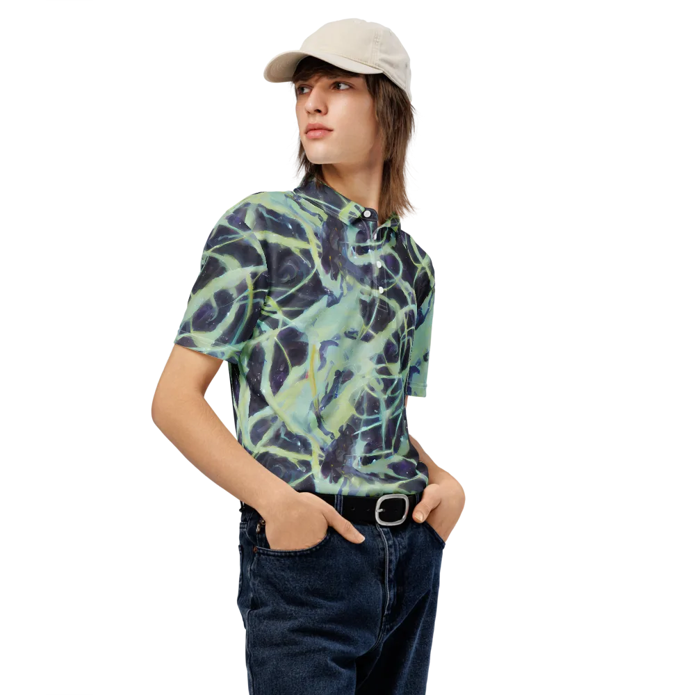 Lunar Cellscape on Men's Slim Fit Polo Shirt — Right Front