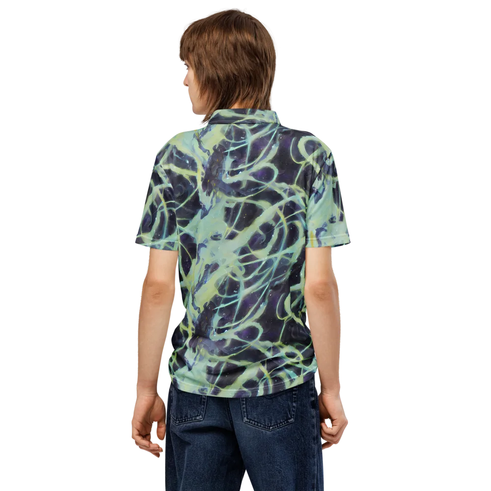Lunar Cellscape on Men's Slim Fit Polo Shirt — Back