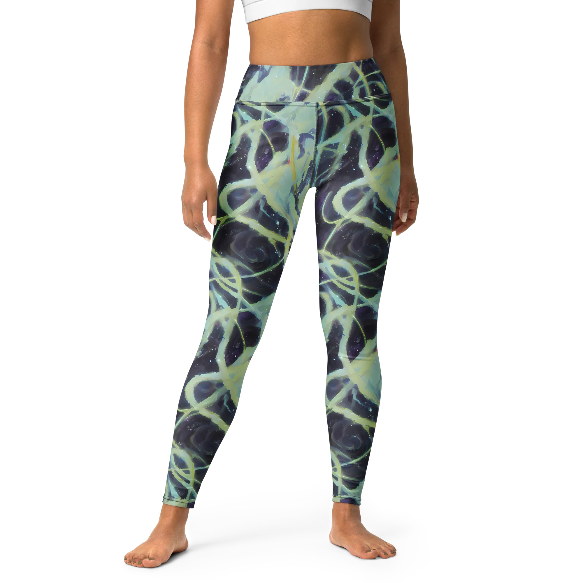Lunar Cellscape on Yoga Leggings — Front
