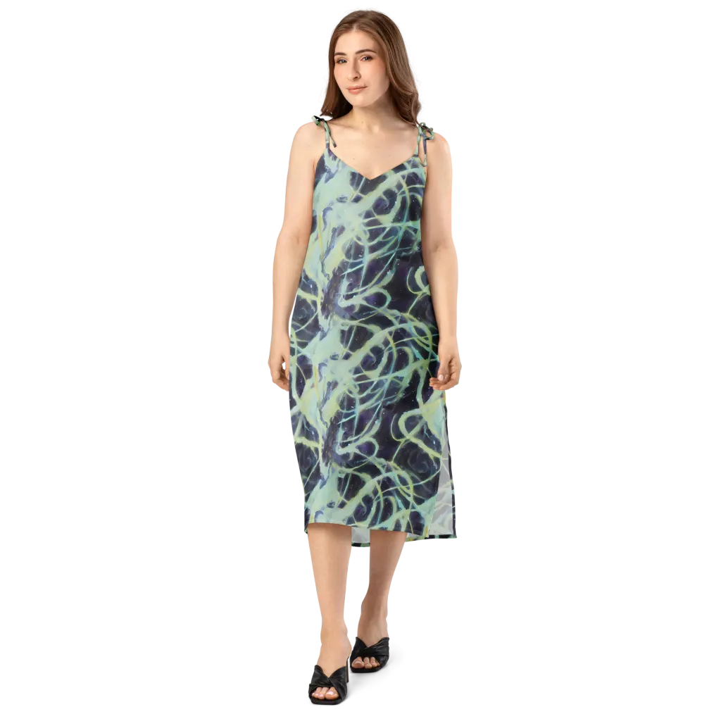 Lunar Cellscape on Slip Dress — Front