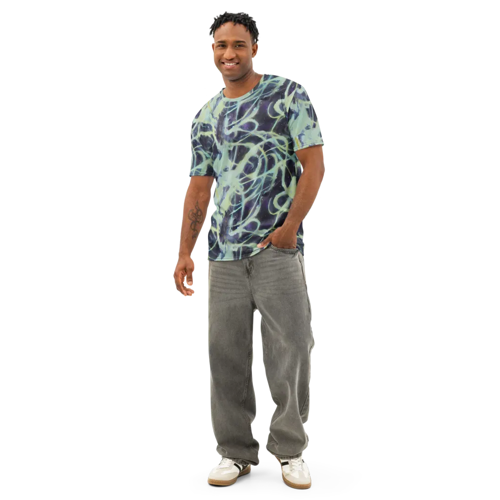 Lunar Cellscape on Men's Cotton Crew Neck T-Shirt — Front