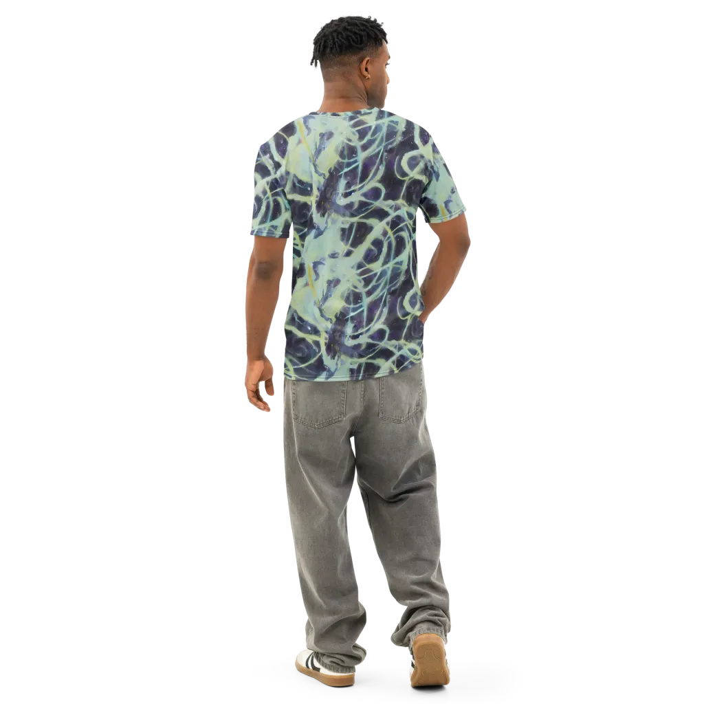 Lunar Cellscape on Men's Cotton Crew Neck T-Shirt — Back