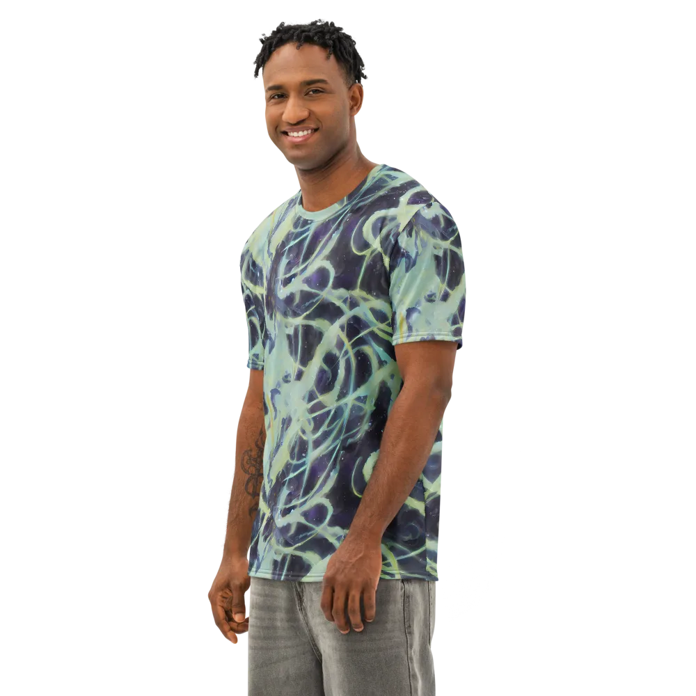 Lunar Cellscape on Men's Cotton Crew Neck T-Shirt — Left Front