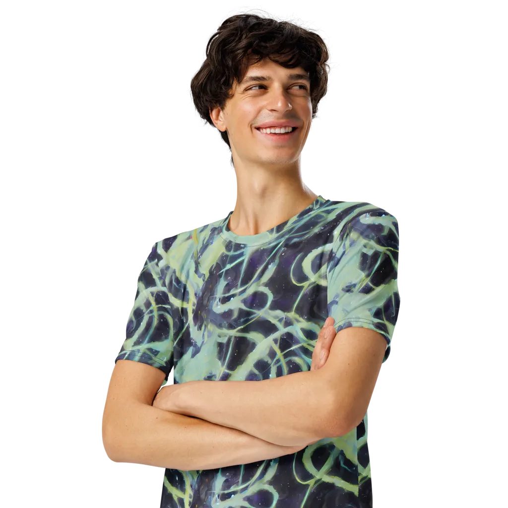 Lunar Cellscape on Men's Crew Neck T-Shirt — Left Front