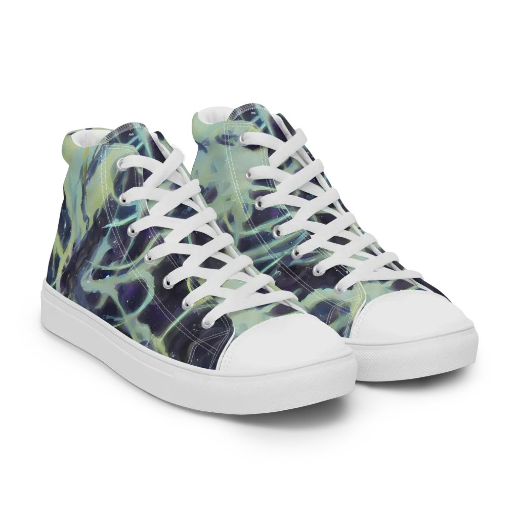 Lunar Cellscape on Men's High Top Canvas Shoes — Right Front