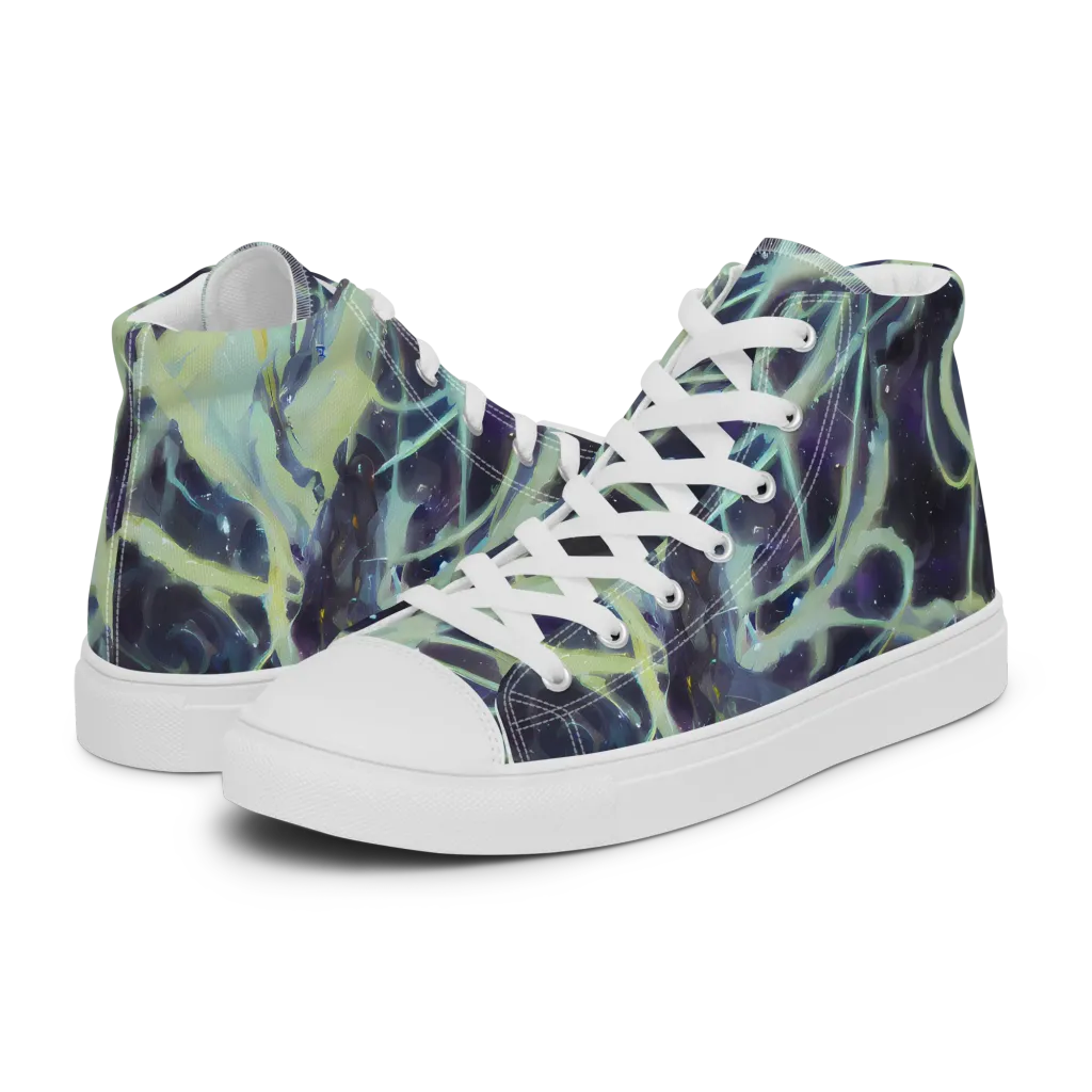 Lunar Cellscape on Men's High Top Canvas Shoes — Left