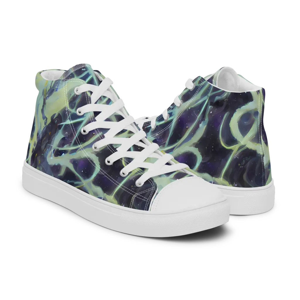 Lunar Cellscape on Men's High Top Canvas Shoes — Right