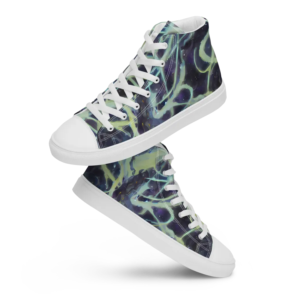 Lunar Cellscape on Men's High Top Canvas Shoes — Front