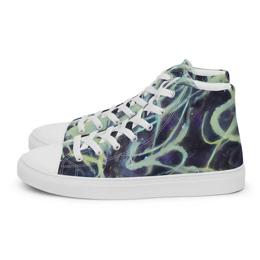 Lunar Cellscape on Women's High Top Canvas Shoes — Left