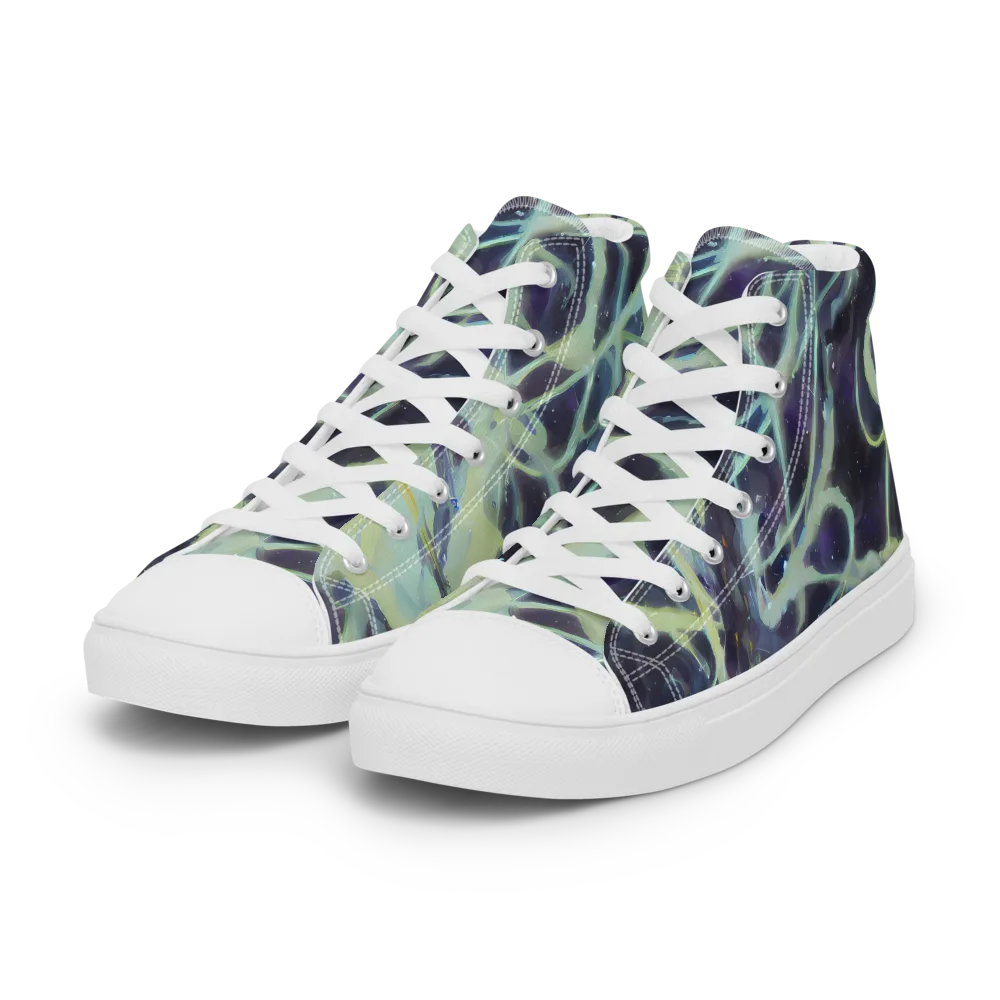 Lunar Cellscape on Women's High Top Canvas Shoes — Left Front