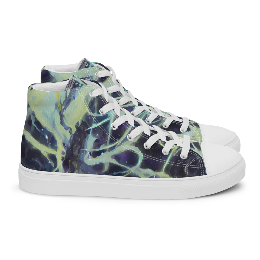 Lunar Cellscape on Women's High Top Canvas Shoes — Right