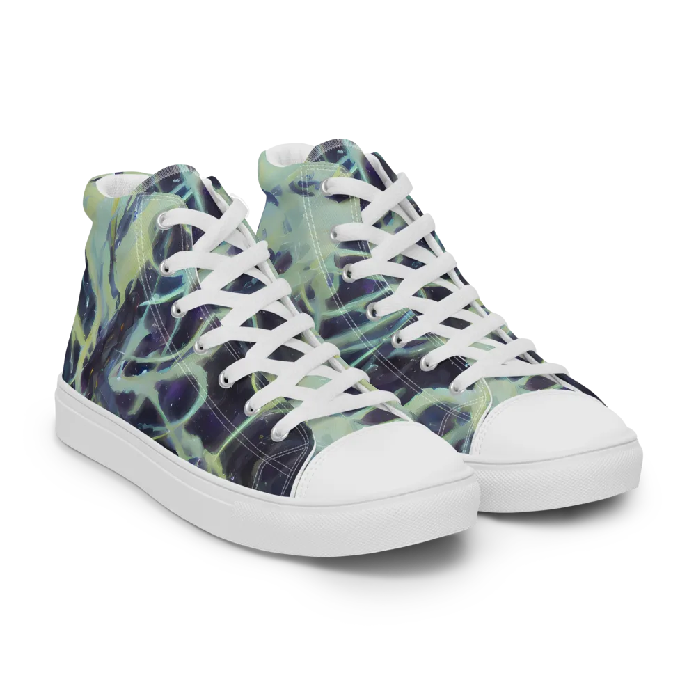 Lunar Cellscape on Women's High Top Canvas Shoes — Right Front