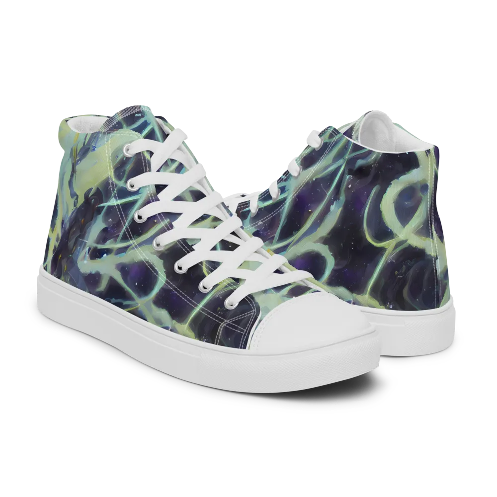 Lunar Cellscape on Women's High Top Canvas Shoes — Right