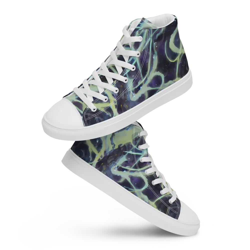 Lunar Cellscape on Women's High Top Canvas Shoes — Front
