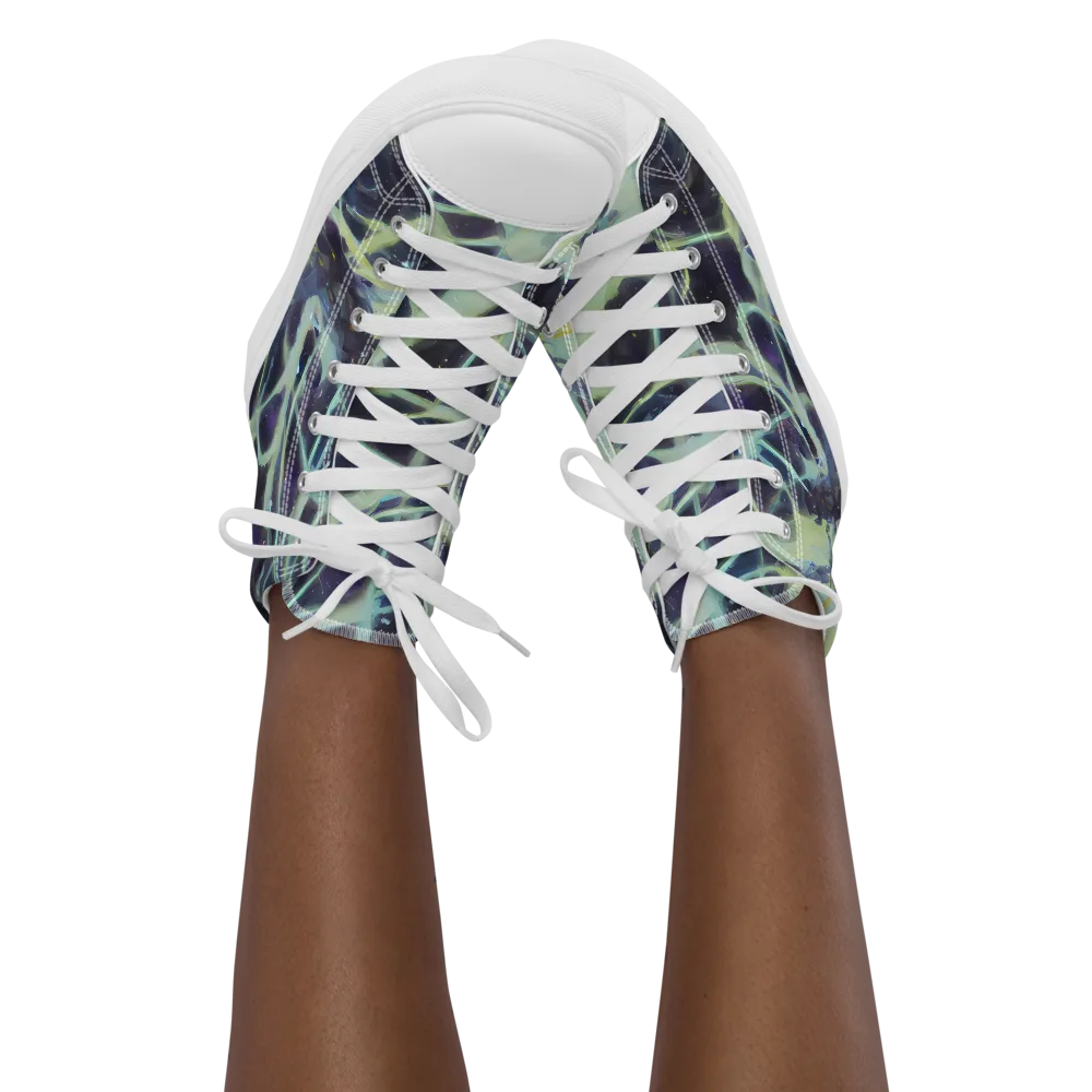 Lunar Cellscape on Women's High Top Canvas Shoes — Front