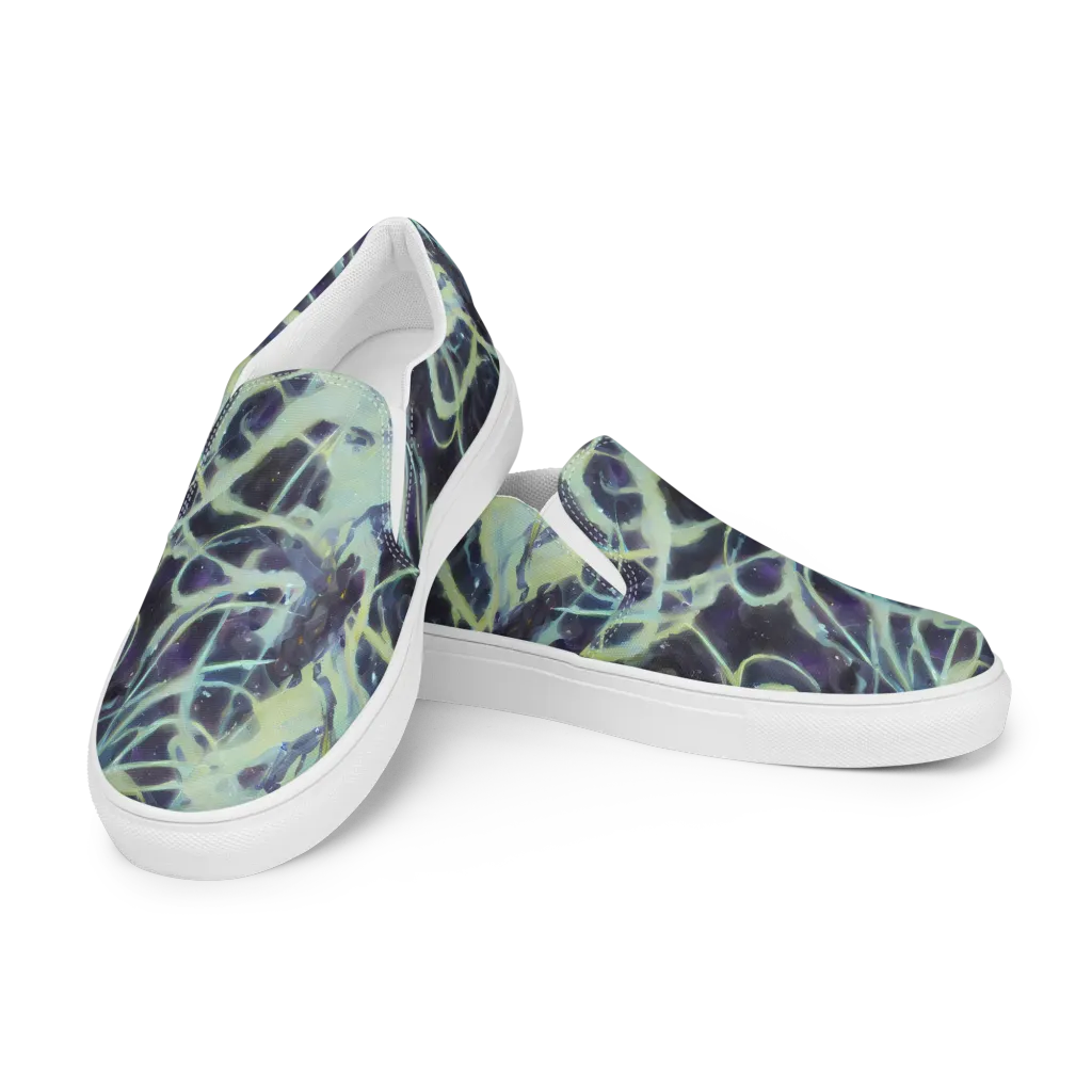 Lunar Cellscape on Men's Slip-On Canvas Shoes — Left Front