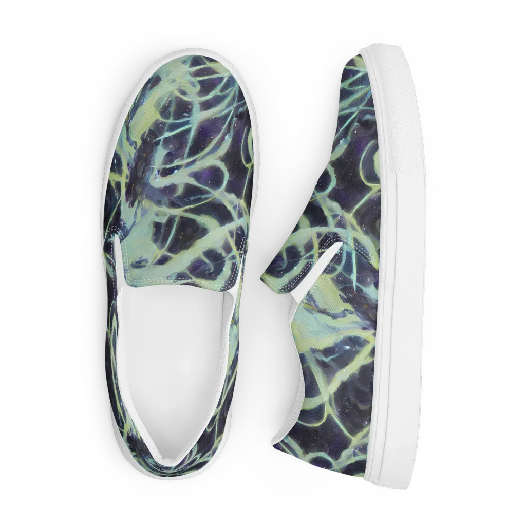 Lunar Cellscape on Men's Slip-On Canvas Shoes — Front