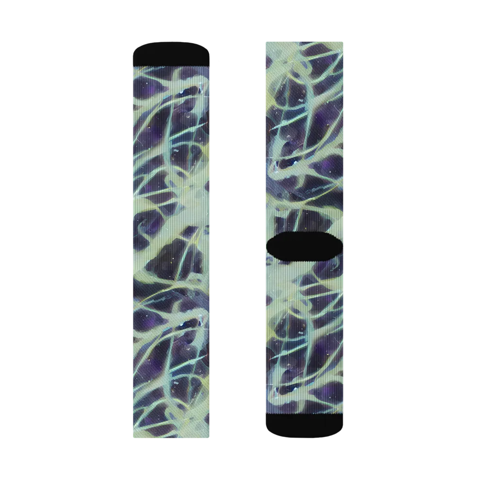 Lunar Cellscape on Socks — Left Sock